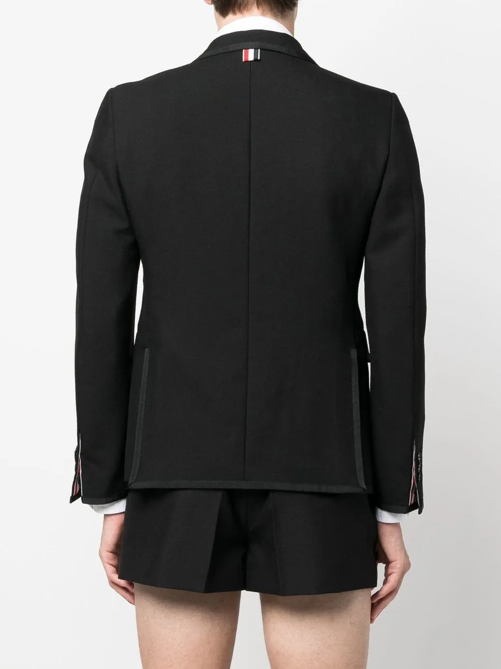 Shop Thom Browne Satin-trim Wool Blazer In 001 Black