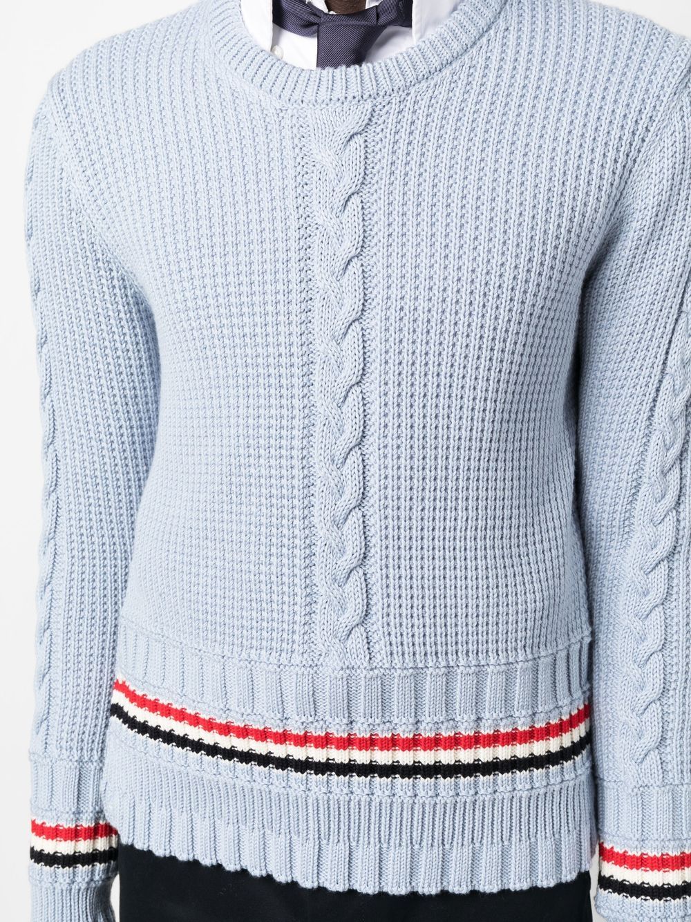 Shop Thom Browne Rwb-stripe Wool Jumper In 480 Light Blue