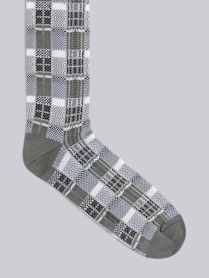 Madras Cotton Jacquard Mid Calf Socks Thom Browne Official 2280