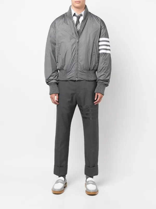 【送料&関税込】Thom Browne Nylon Bomber Jacket Matte Finish Nylon Down Fill 4 Bar Detachable Hood Bomber