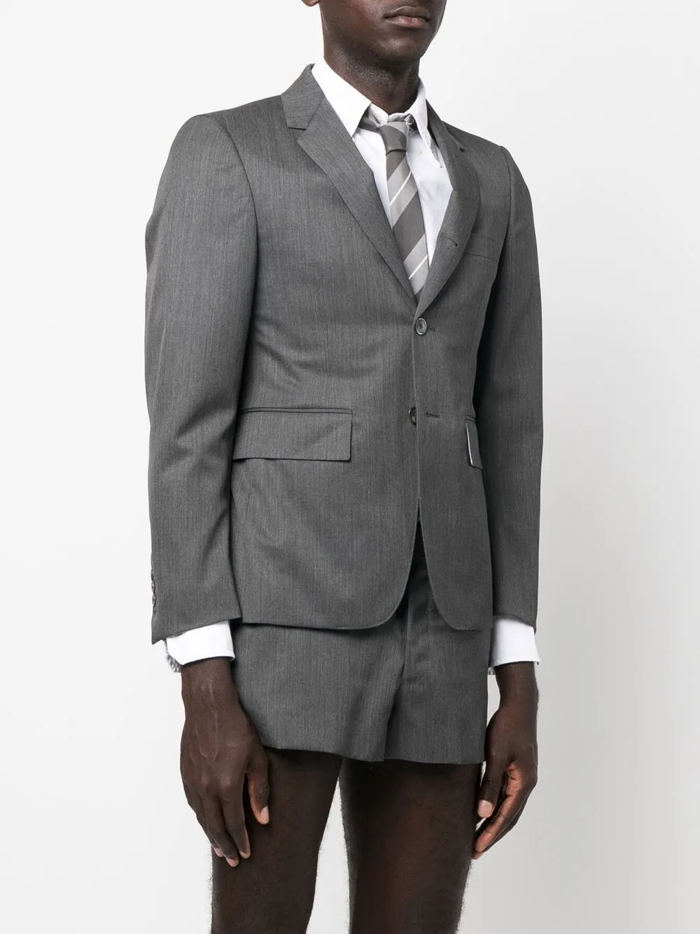 Shop Thom Browne Single-breasted Wool Blazer In Grey
