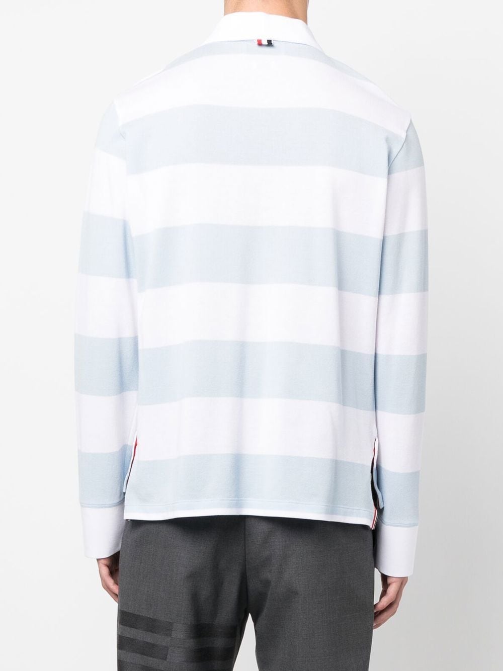 Shop Thom Browne Striped Polo Shirt In Blue
