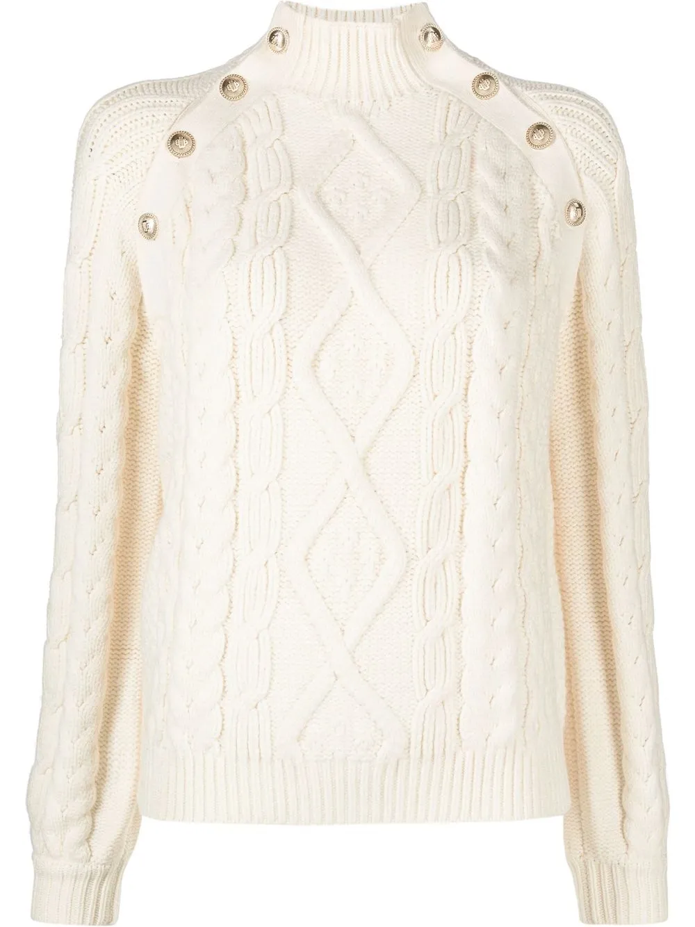 

Maje high-neck cable-knit jumper - White