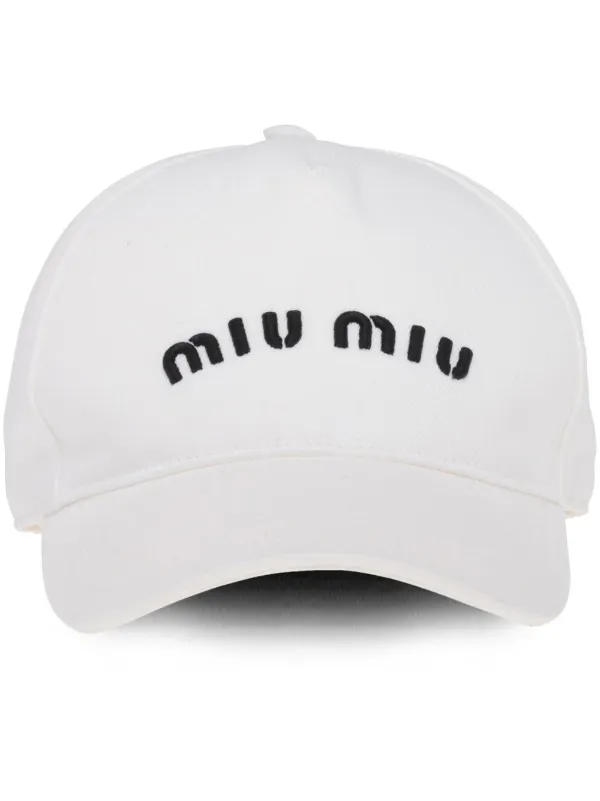 Miu Miu embroidered-logo Velvet Baseball Cap - Farfetch