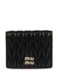 Miu Miu logo-plaque matelassé wallet - Black