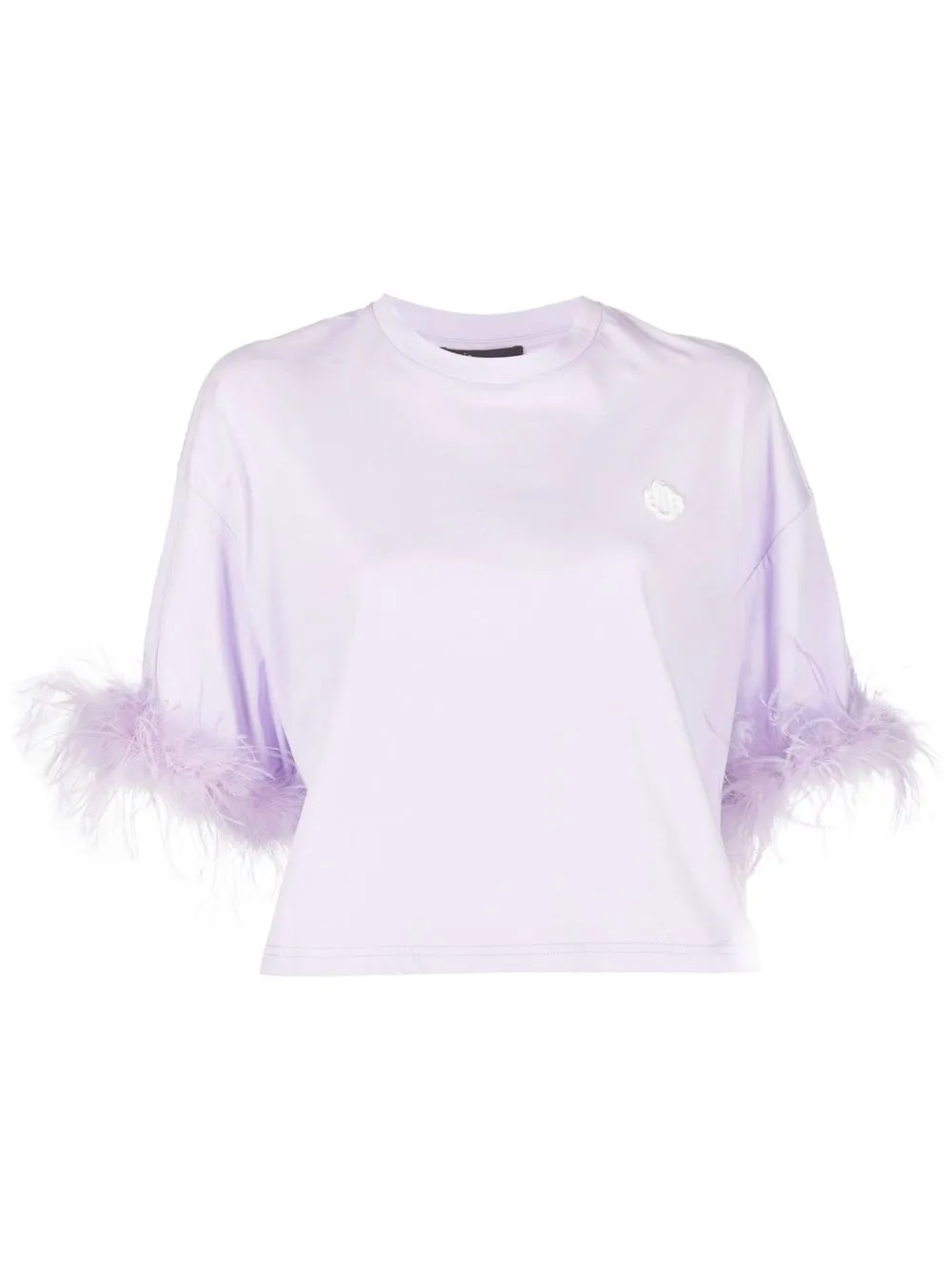 

Maje playera con ribete de plumas - Azul