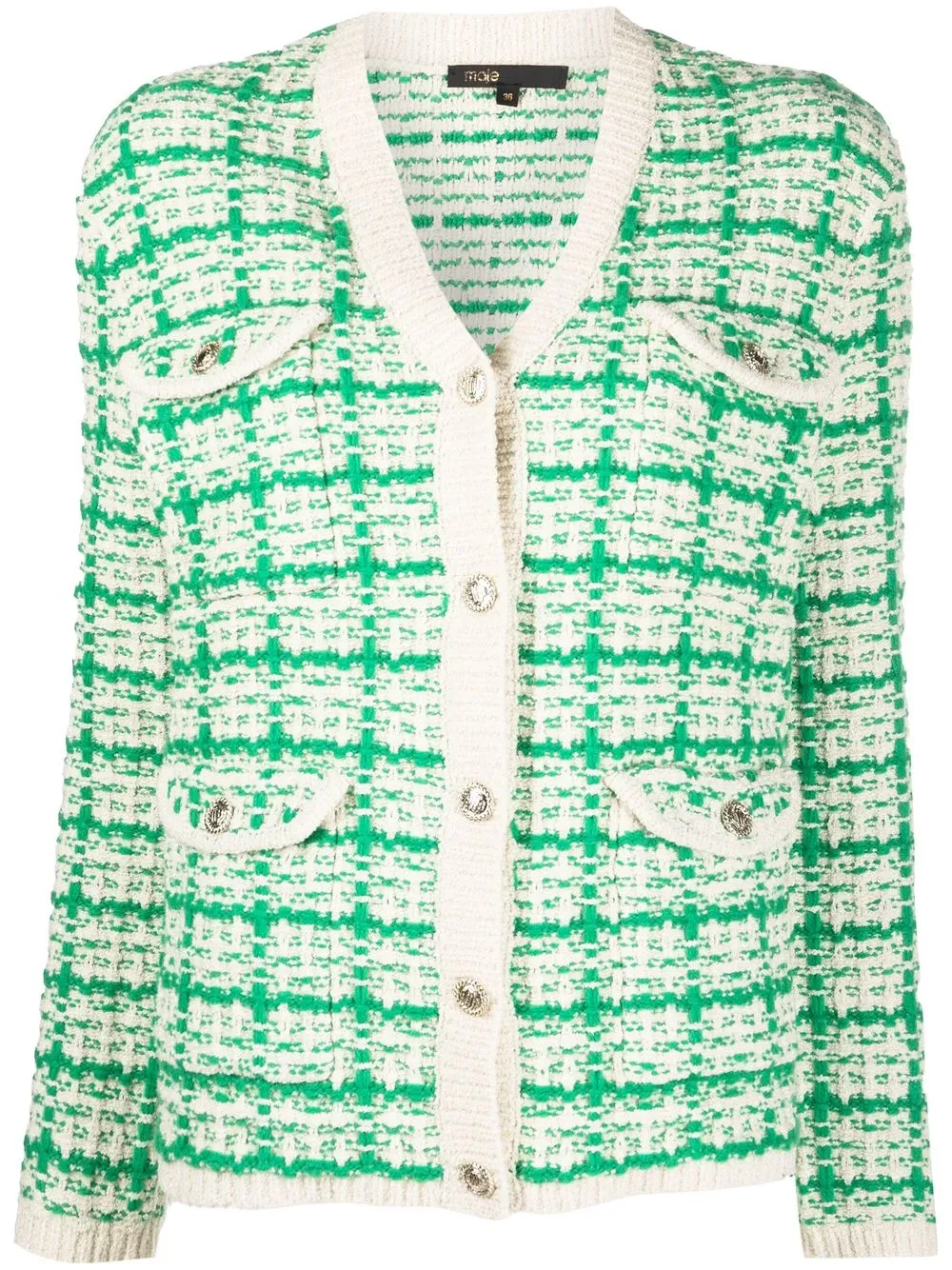 

Maje chamarra de tweed con cuello en V - Verde