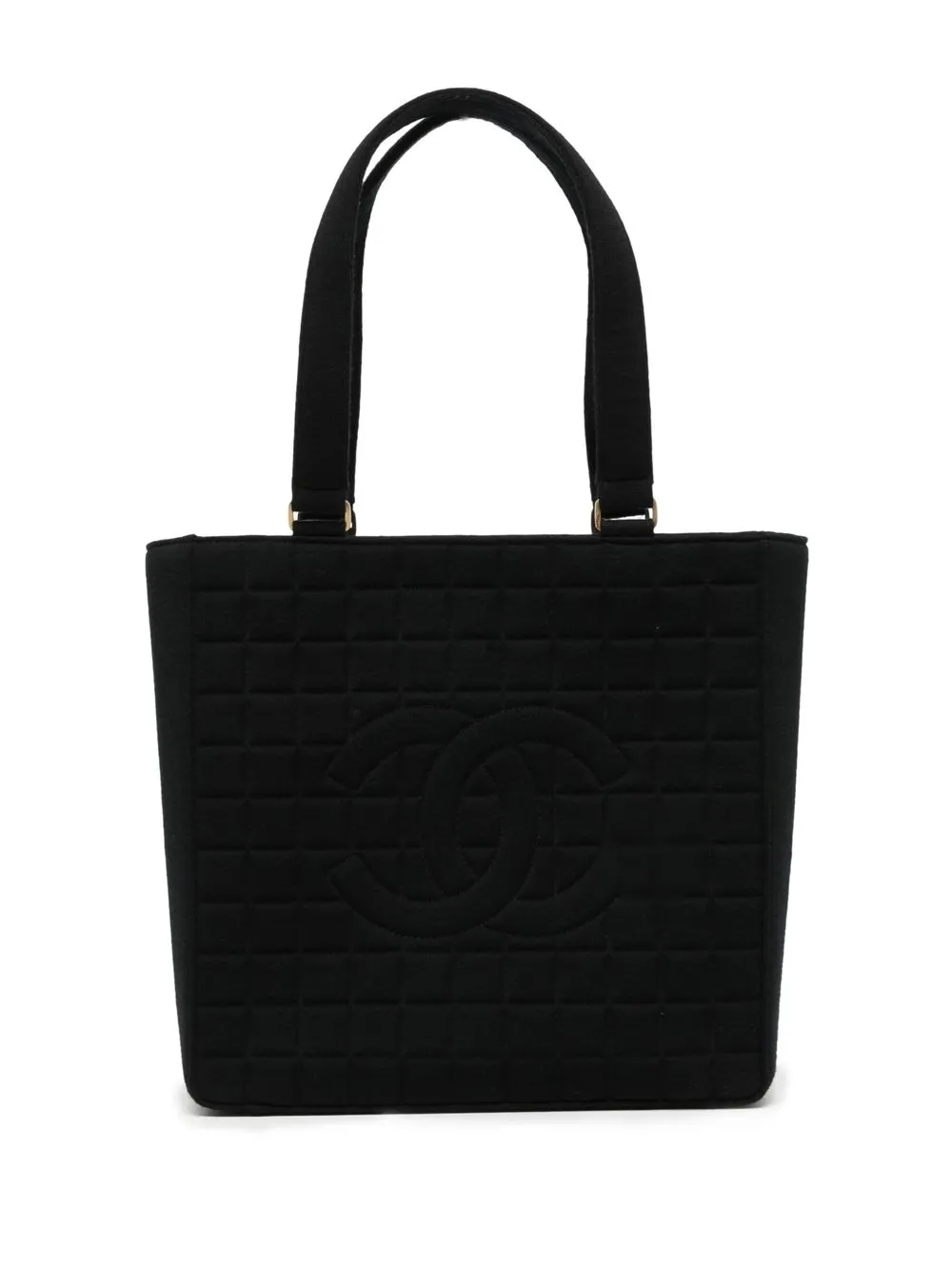 

CHANEL Pre-Owned 2002 Choco Bar CC stitch tote - Black