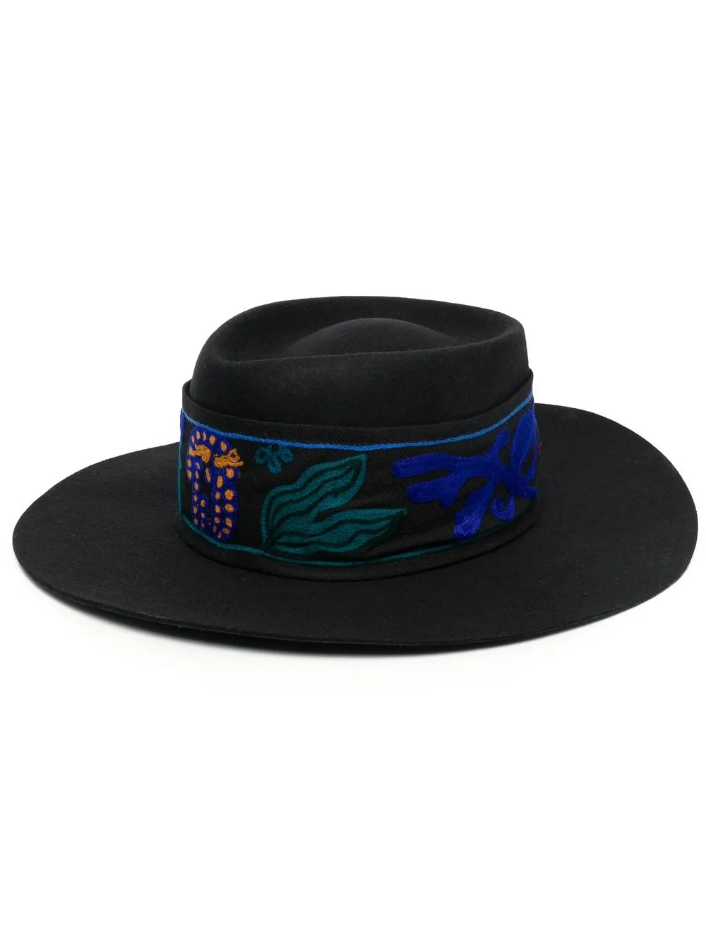 

Forte Forte sombrero fedora con bordado floral - Negro