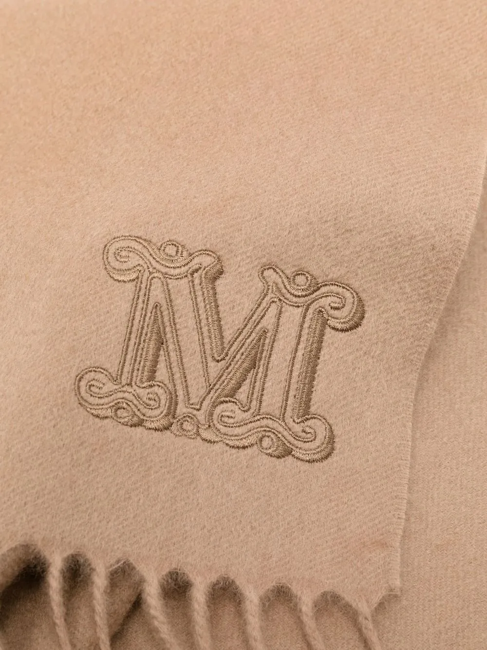 Max Mara Sjaal met geborduurd logo Beige