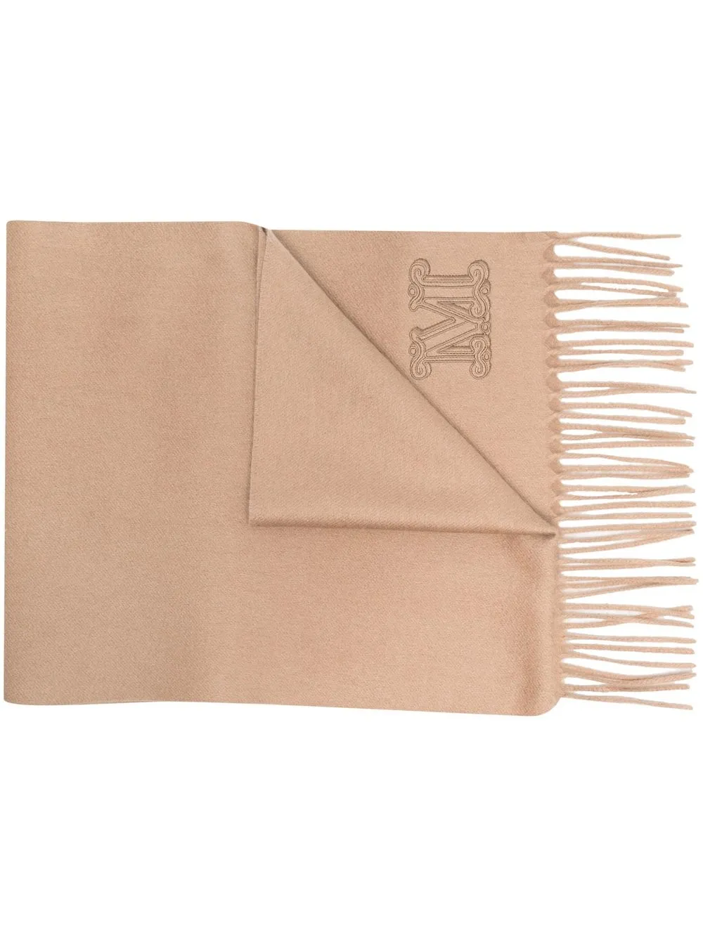 Max Mara Sjaal met geborduurd logo Beige