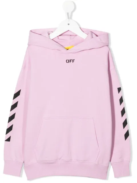Off-White Kids هودي قابل للجذب بشعار الماركة