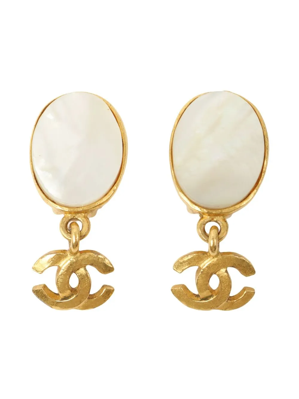 

Chanel Pre-Owned 1995 CC Mark Shell drop earrings - Gold