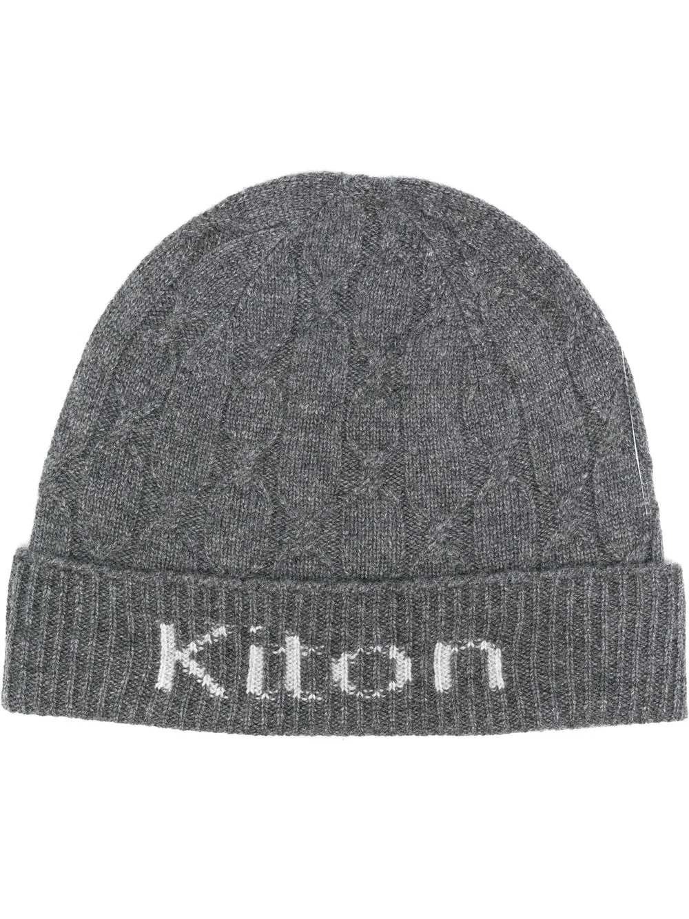 

Kiton intarsia-knit logo cashmere beanie - Grey