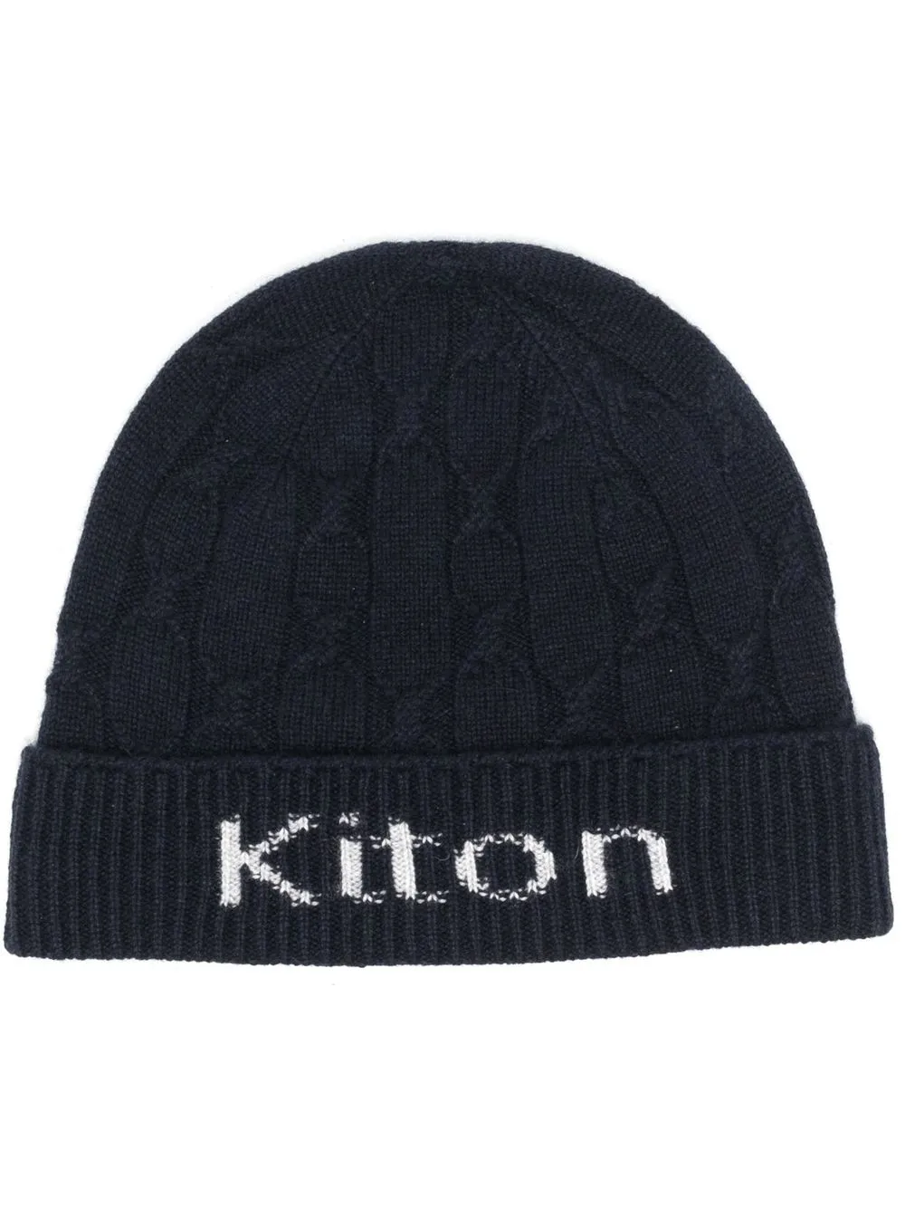 

Kiton gorro tejido con logo en intarsia - Azul