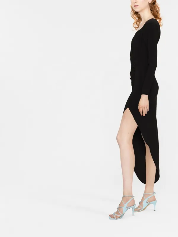 NORMA KAMALI フリルアシンメトリーマキシドレス Norma Kamali アシンメトリーヘム ドレス | ブラック | FARFETCH JP