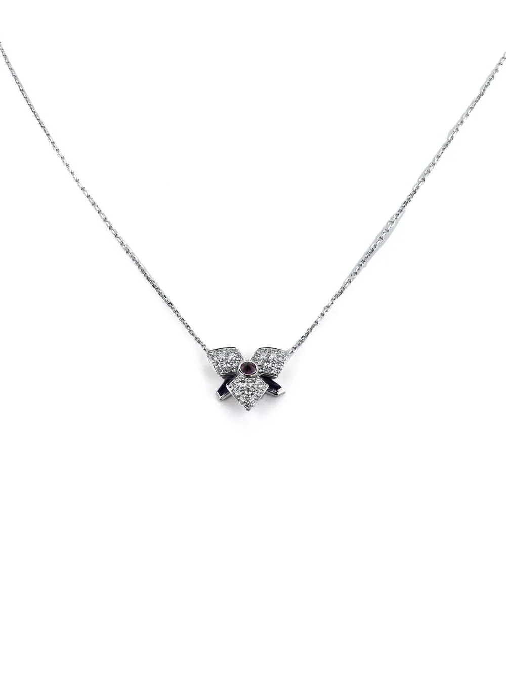 

Cartier pre-owned 18kt white gold Caresse d'Orchidées diamond necklace - Silver