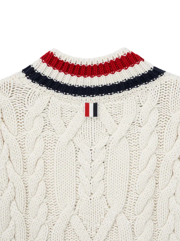 Thom Browne ケーブルニット Vネックセーター | ニュートラル