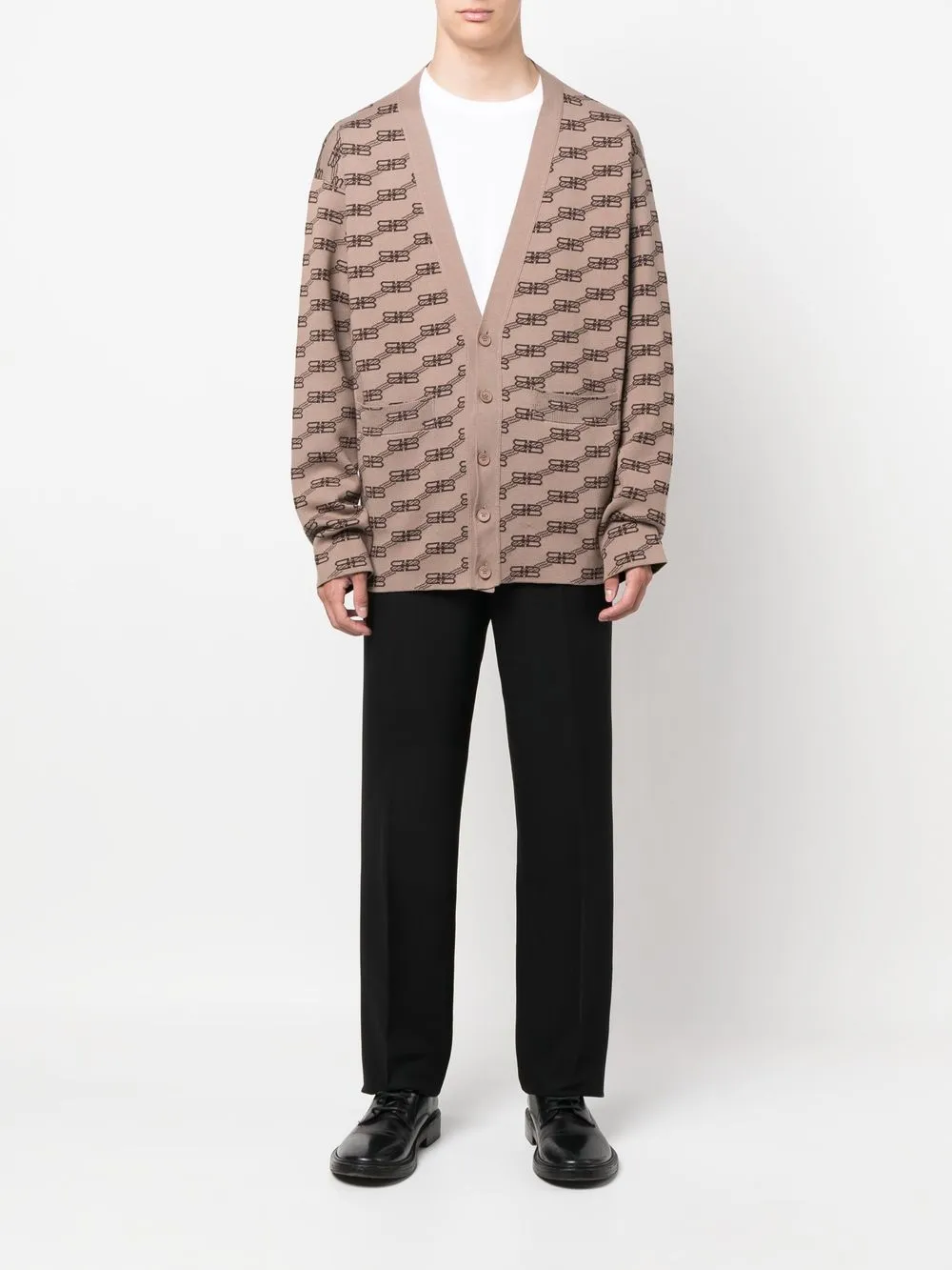 Shop Balenciaga Licence V-neck Cardigan In Braun