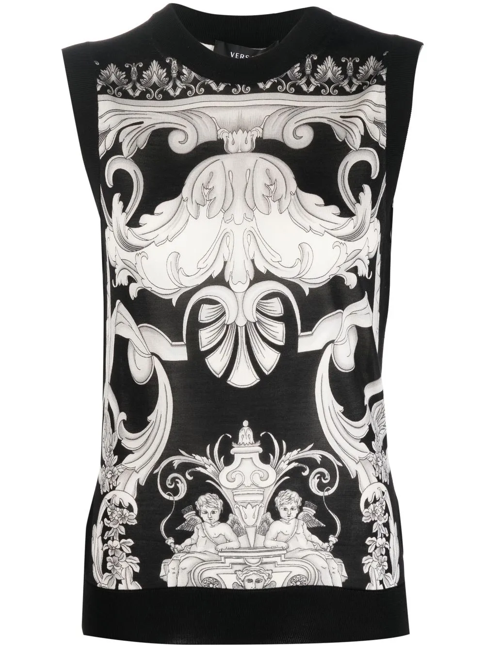 

Versace Baroque-print knitted tank top - Black