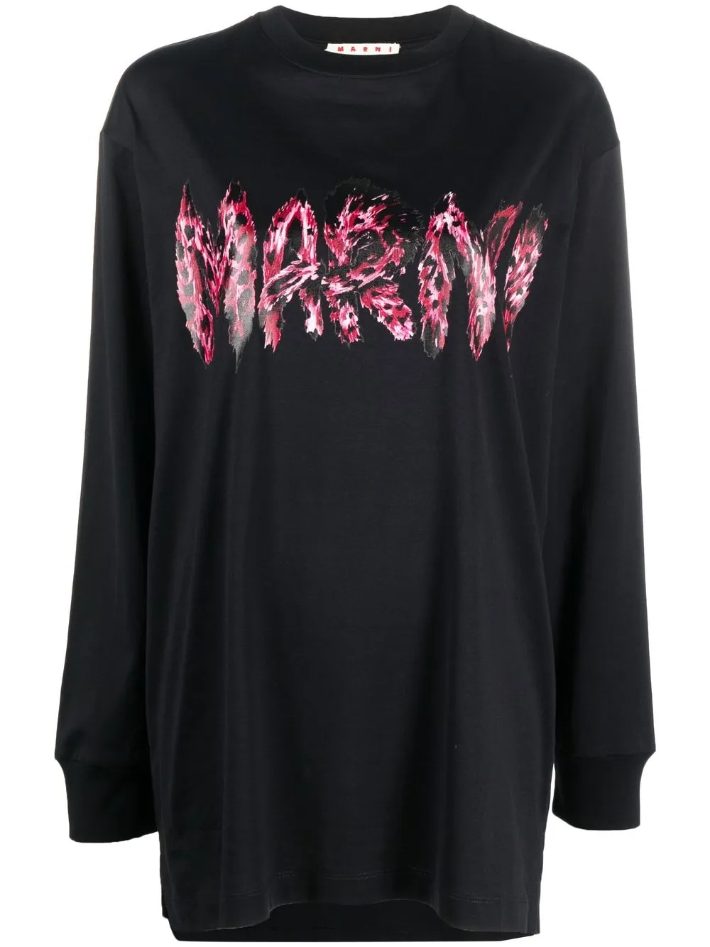 

Marni top manga larga con logo estampado - Negro