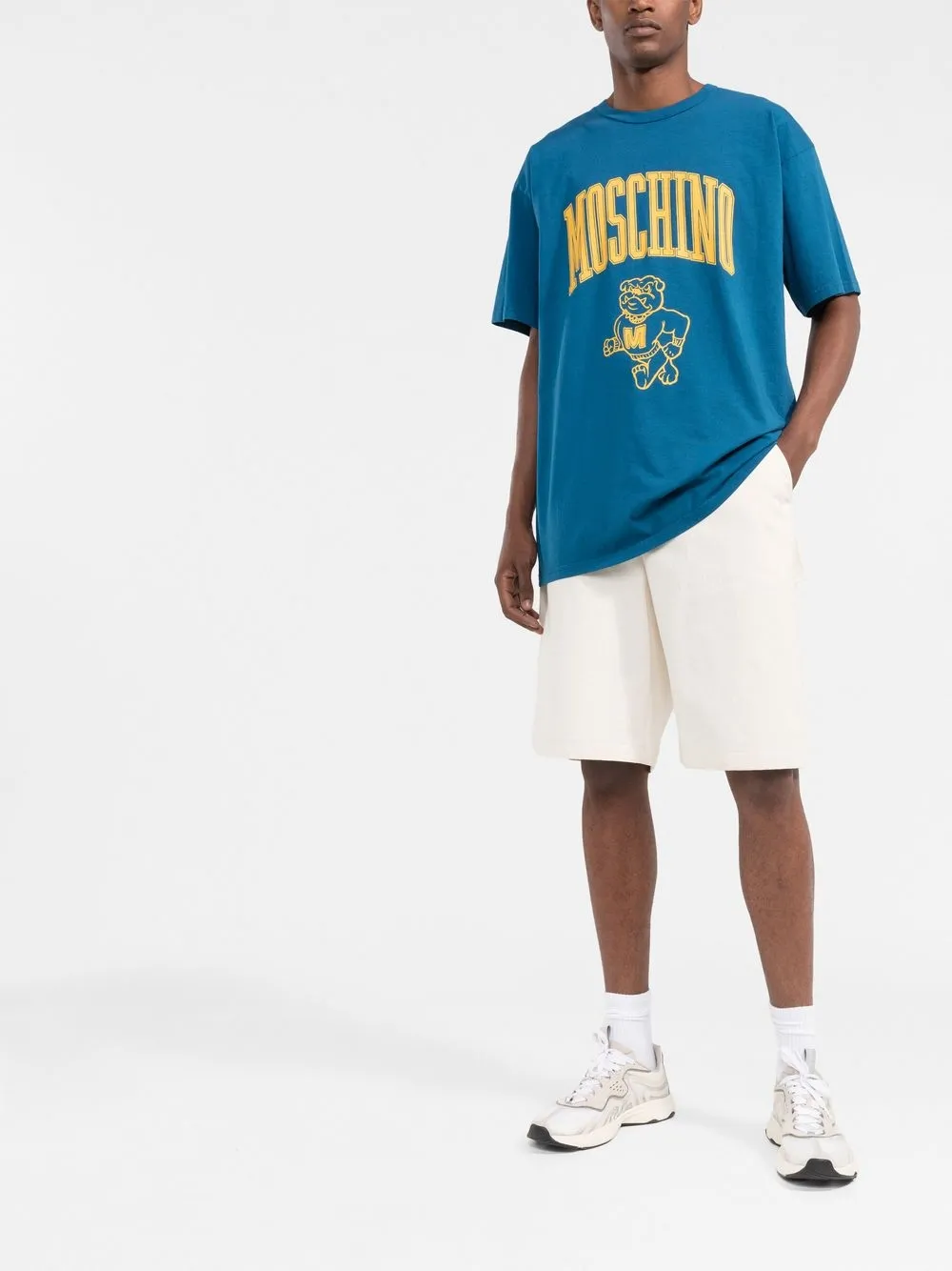 Moschino T-shirt met logoprint - Blauw
