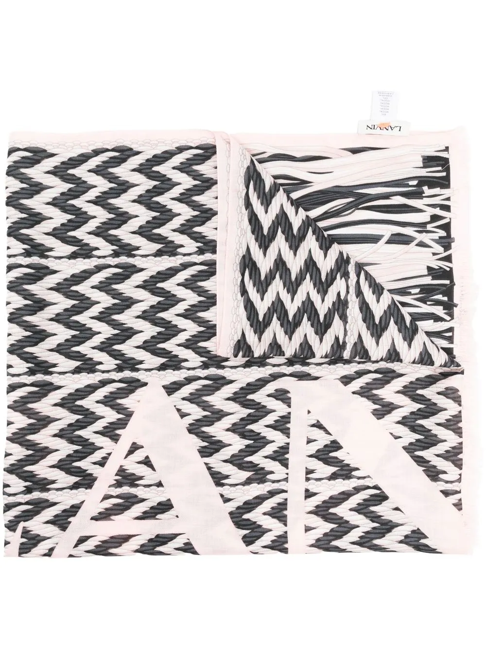 

Lanvin zigzag-print fringed scarf - Pink