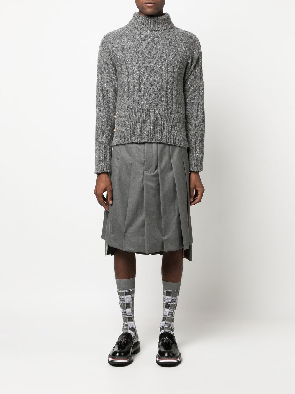 Thom Browne Kabelgebreide coltrui - Grijs