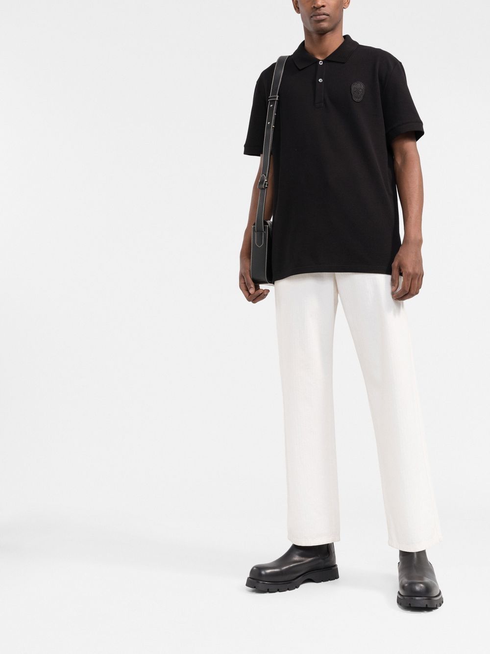 Alexander McQueen Poloshirt met doodskoppatch - Zwart