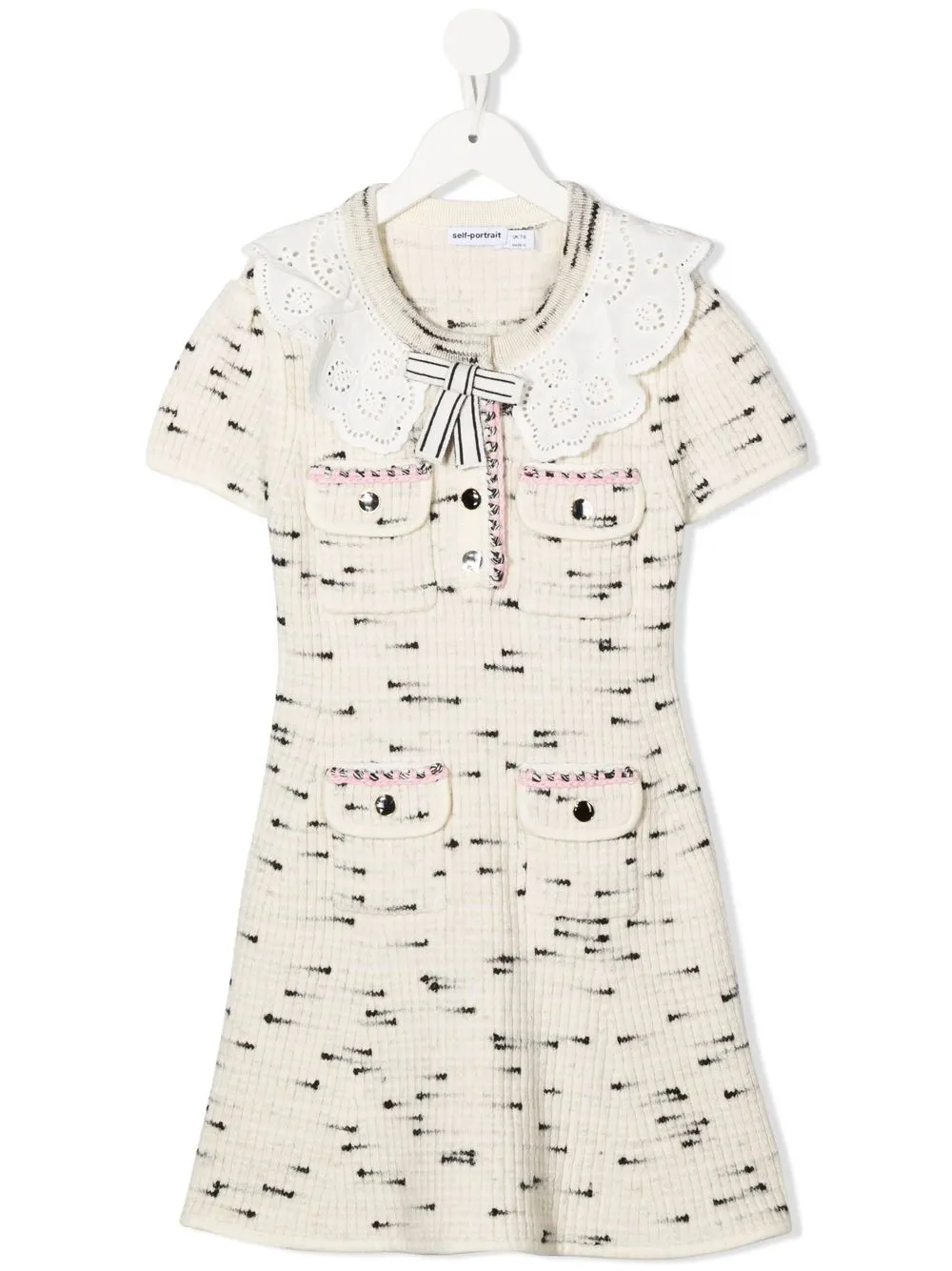 

Self-Portrait Kids knit flared short-sleeve dress - Neutrals