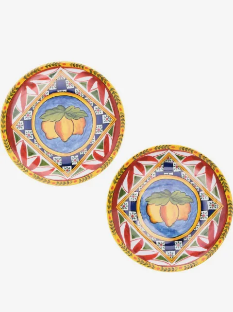 Dolce & Gabbana 2-pack tallrikar med grafiskt tryck
