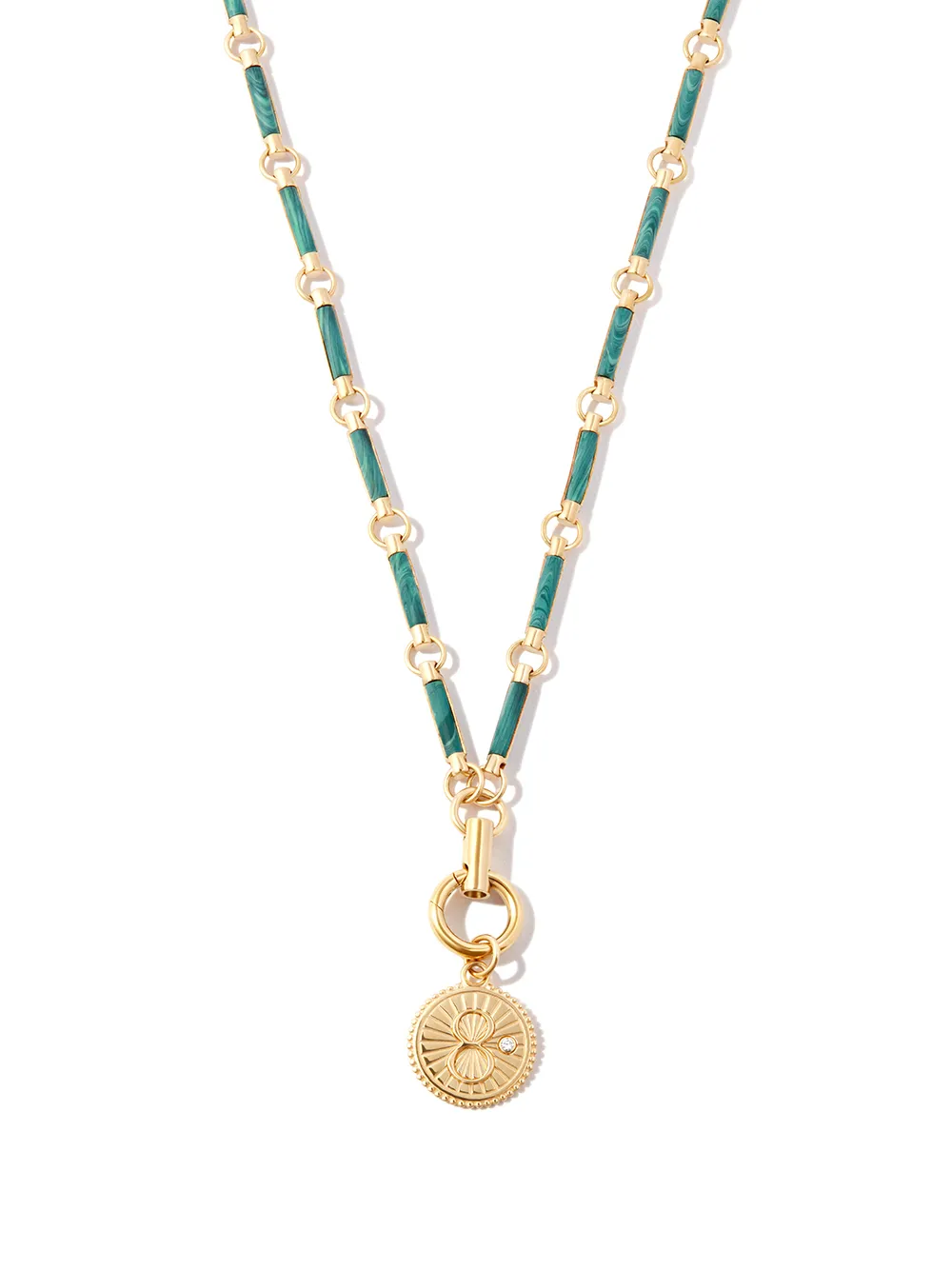 image 1 of foundrae karma 18k黄金孔雀石吊饰项链