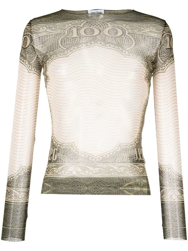 Jean Paul Gaultier Bill Print Sheer Top 