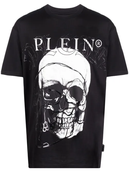 T-shirt en coton à imprimé tête de mort - Philipp Plein - Modalova