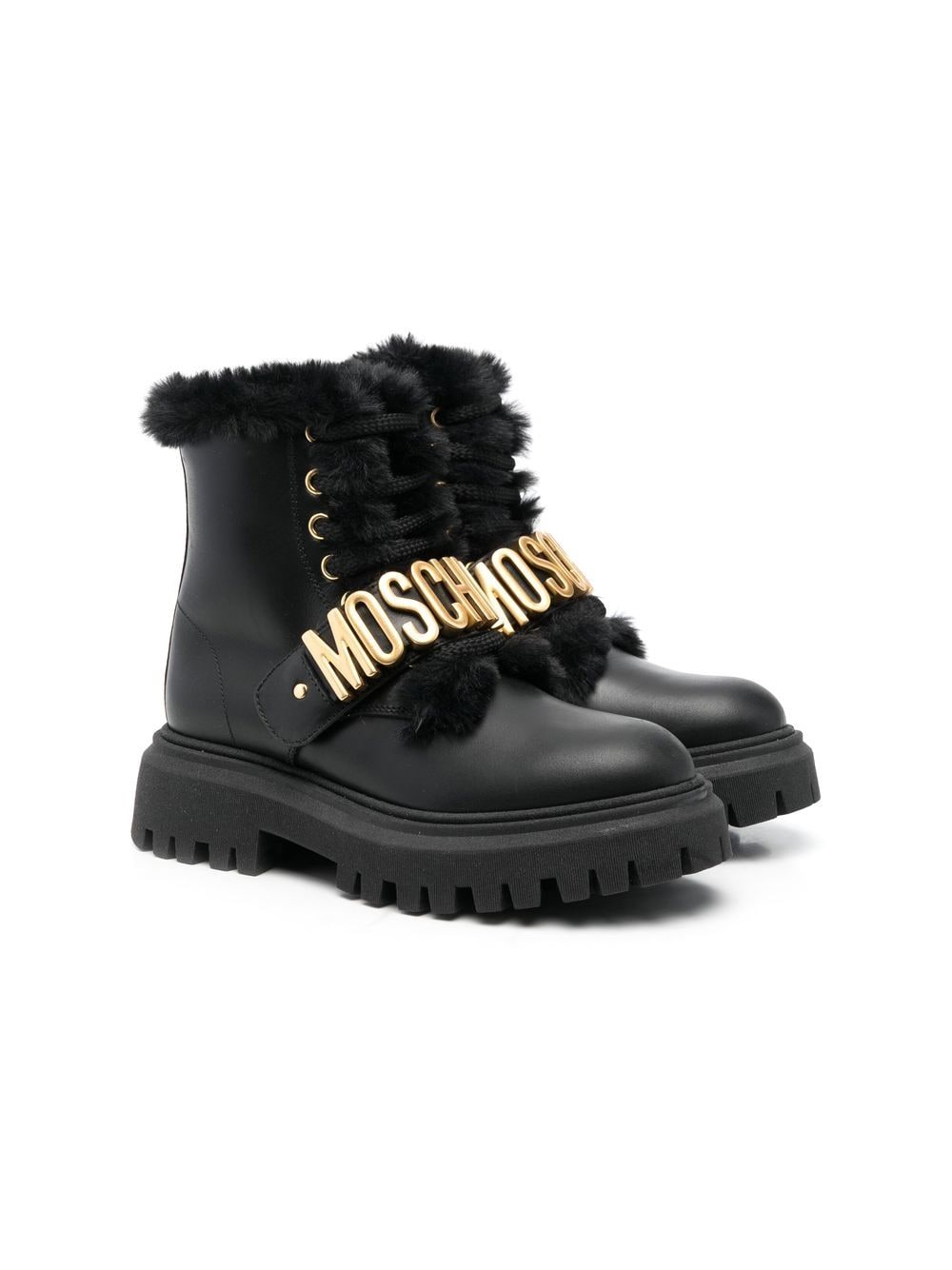 

Moschino Kids botas con ribete texturizado - Negro