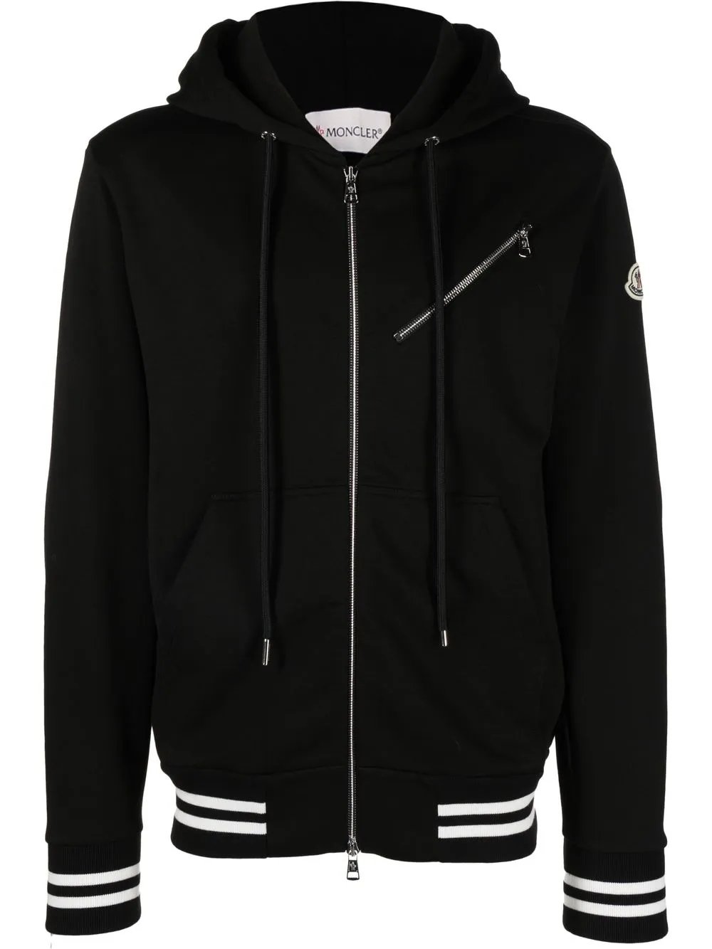 logo patch zip up hoodie