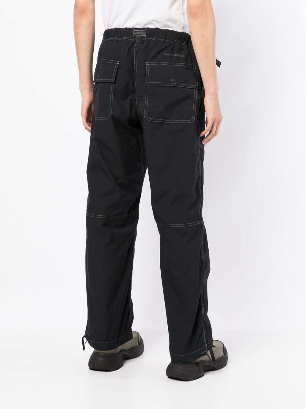 And Wander Contrast-stitch Cargo Trousers In Schwarz | ModeSens