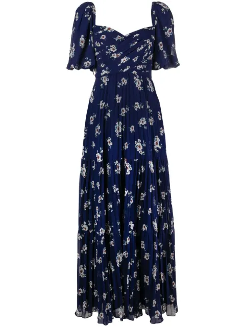 floral-print pleated maxi dress