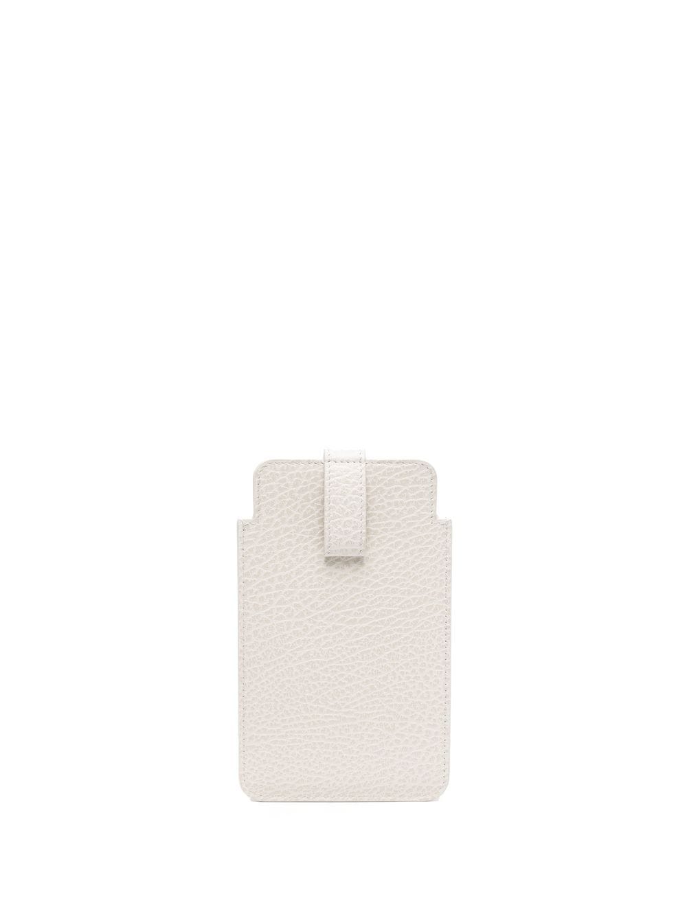 Shop Maison Margiela Four-stitch Leather Phone Holder In Neutrals