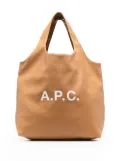A.P.C. logo-print leather tote bag - Brown
