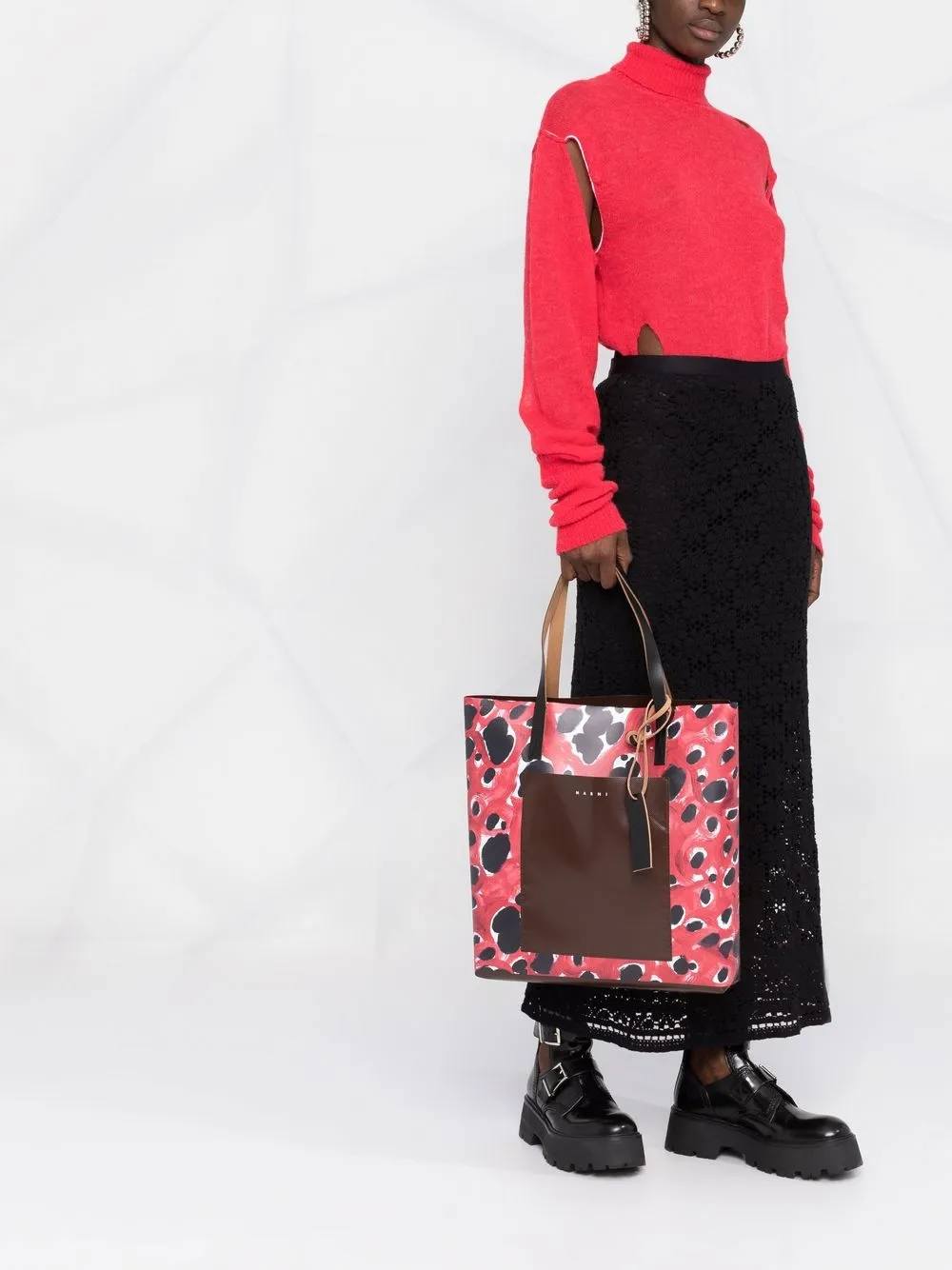 Marni Shopper met abstracte print - Rood
