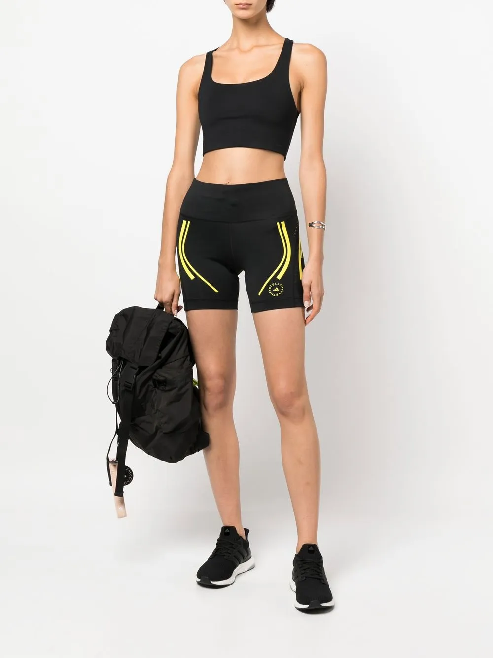 Adidas By Stella Mccartney Truepace High-waisted Stretch-recycled Polyester-blend Running Shorts In Black