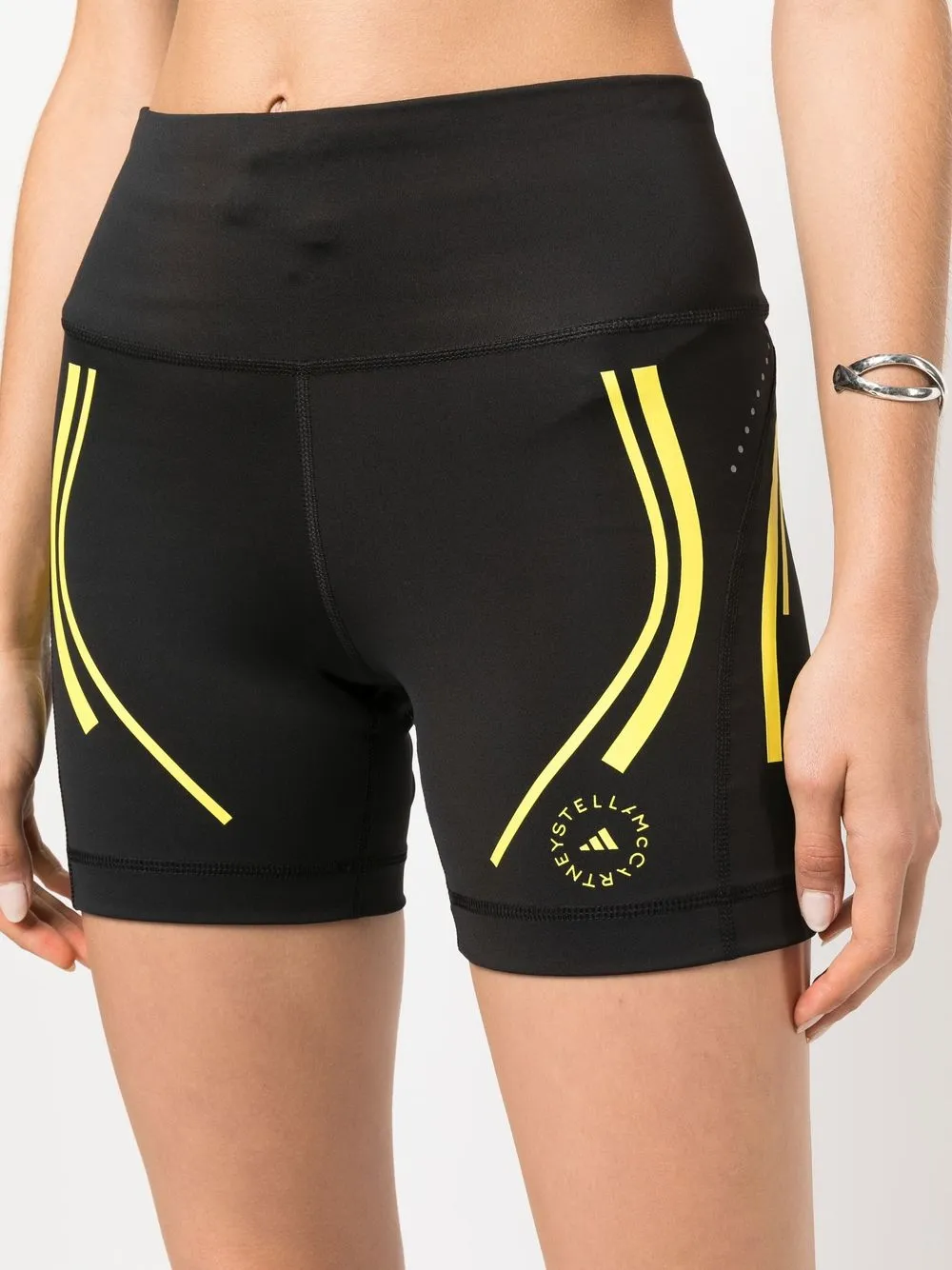 Adidas By Stella Mccartney Truepace High-waisted Stretch-recycled Polyester-blend Running Shorts In Black