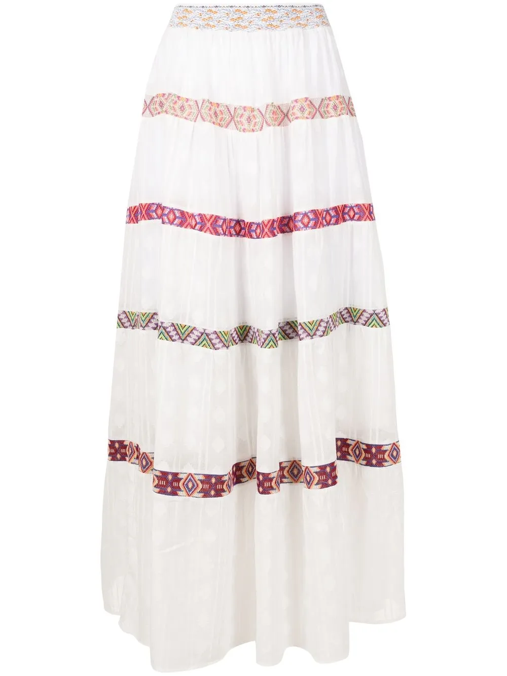 Cecilia Prado Saia mix-print maxi skirt - White