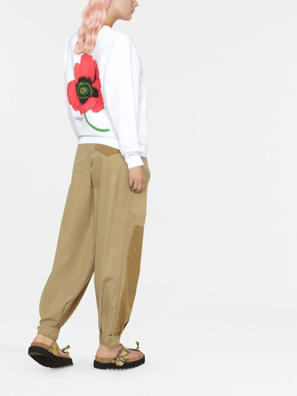 Kenzo Poppy-print Cotton Sweatshirt In White | ModeSens