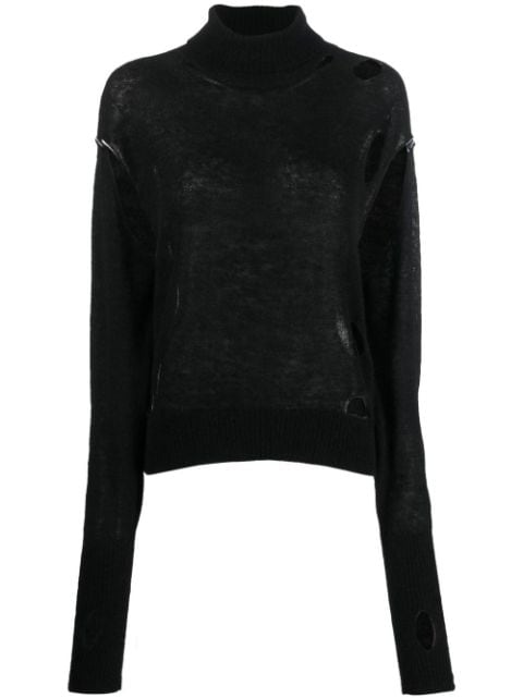 MM6 Maison Margiela distressed high-neck jumper