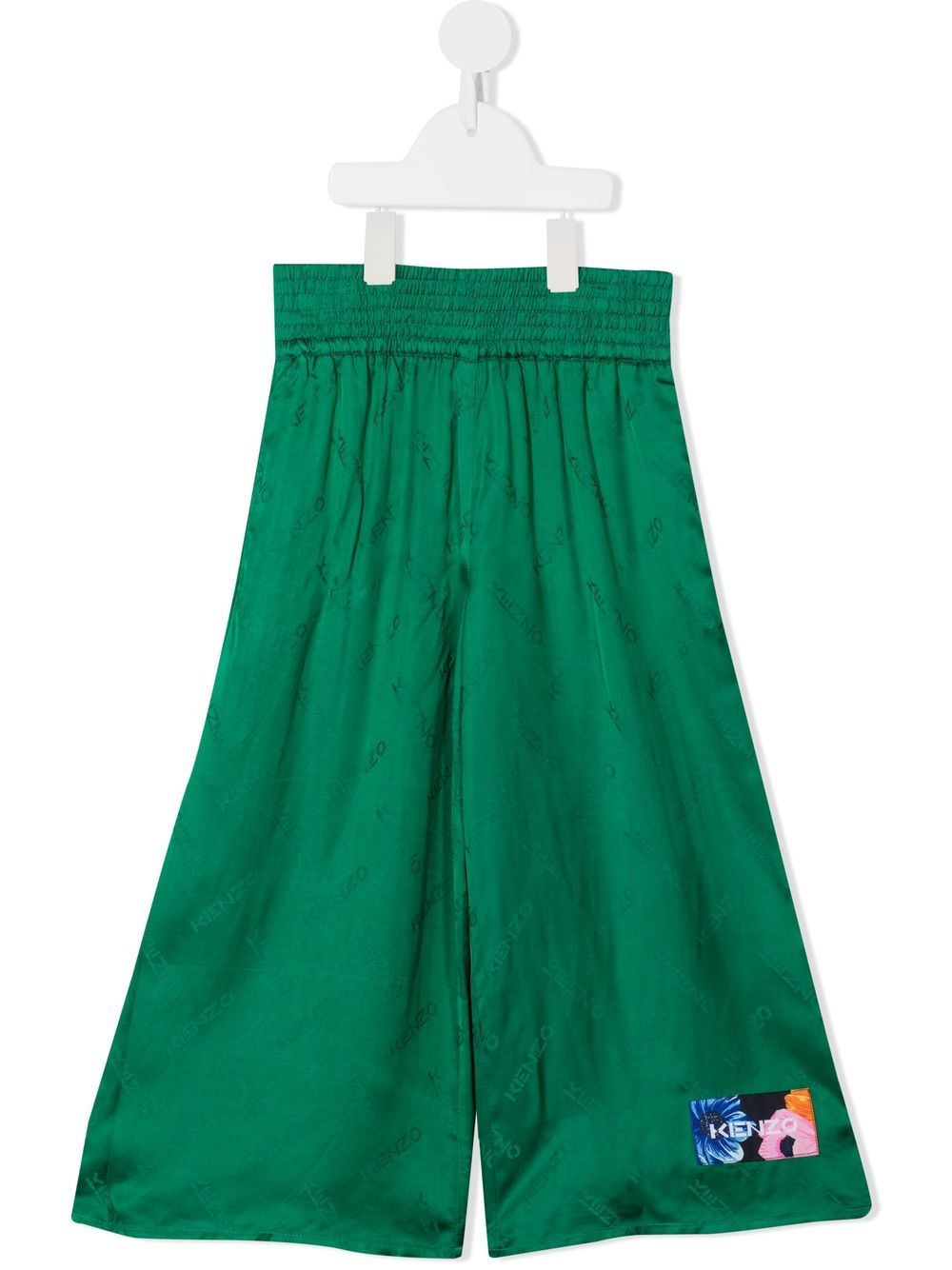 

Kenzo Kids logo-patch wide-leg trousers - Green