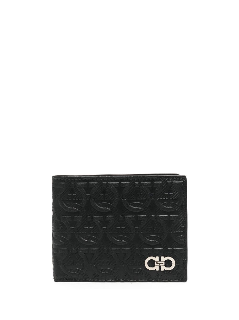 Ferragamo Gancini embossed bi-fold wallet - Black | The Hoxton Trend