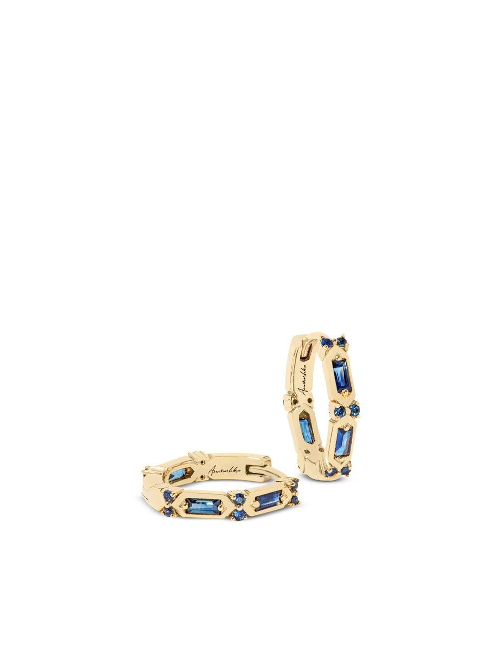 Shop Annoushka 18kt Yellow Gold Sapphire Hoop Earrings