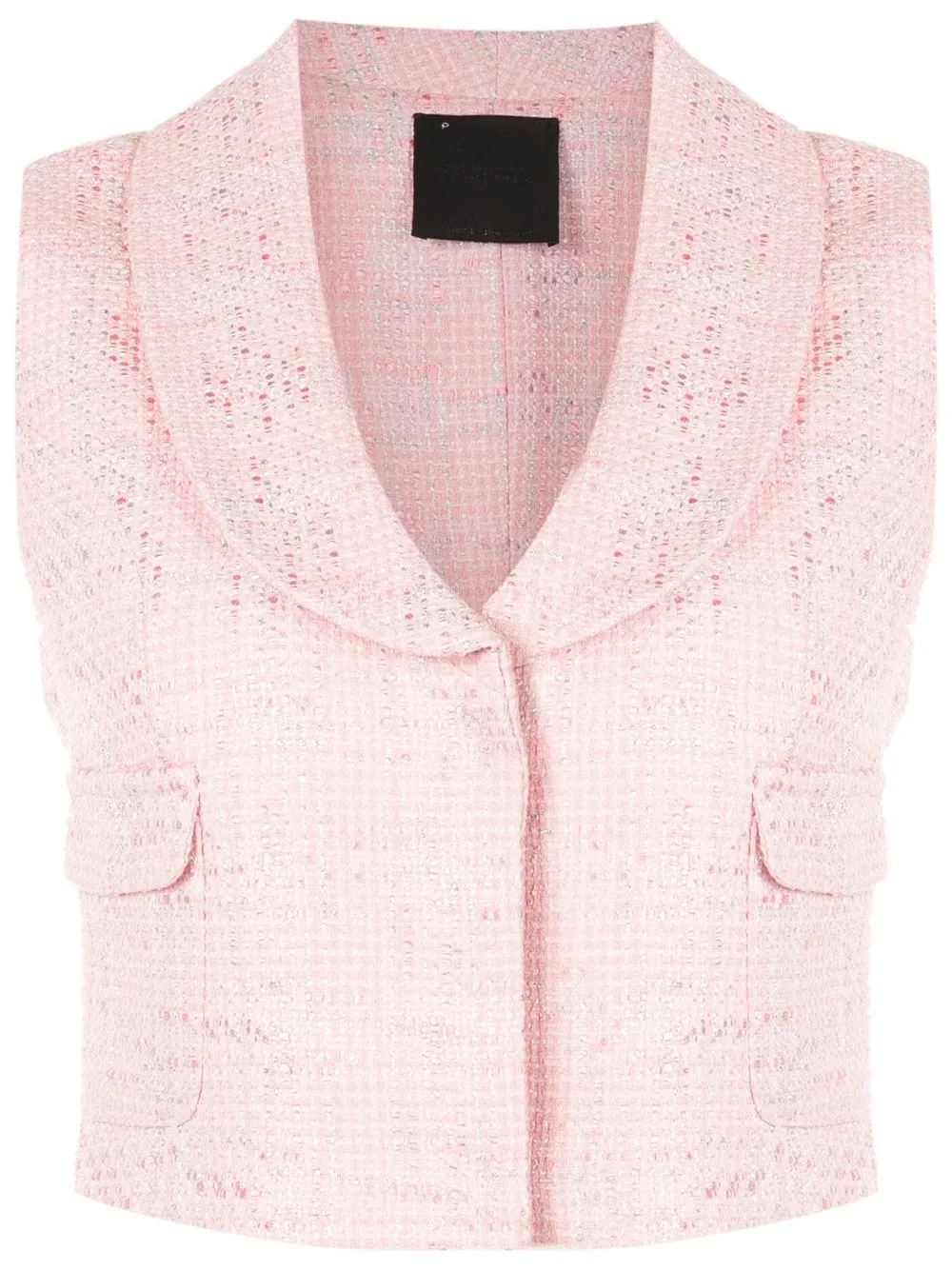 Andrea Bogosian Cropped Tweed Vest In Pink
